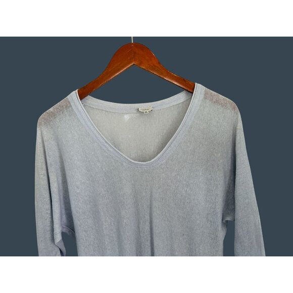 T. Babaton 100% Linen Sheer Lightweight Knit V-Neck Long Sleeve Oversized Tunic - Picture 4 of 6